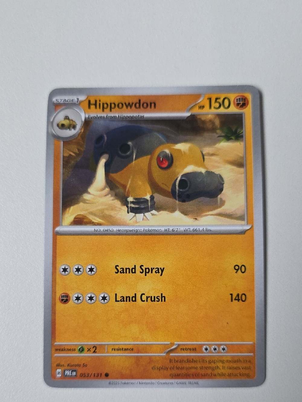 Pokemon Hippowdon Trading Card